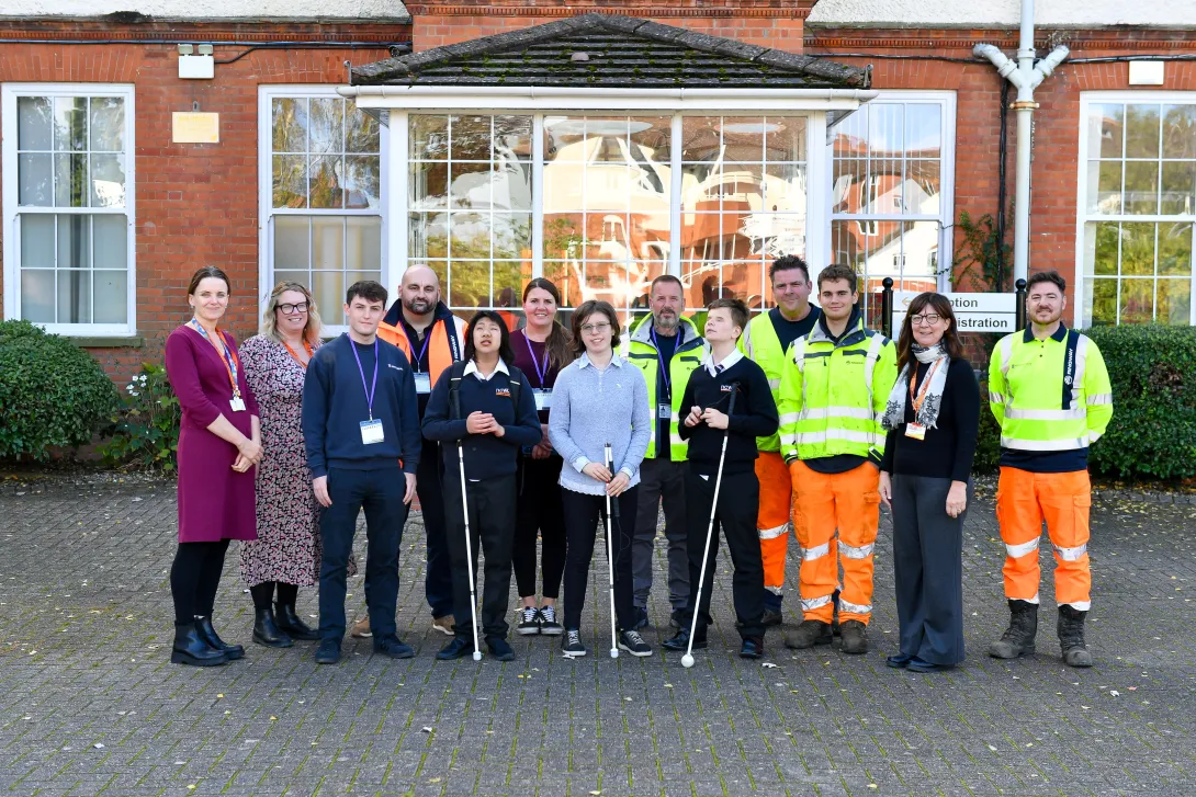 Pupils and staff join together at New College Worcester celebrate improvements to the school grounds.ol. Materials were donated by Aggregate Industries to carry out improvement works to the grounds.